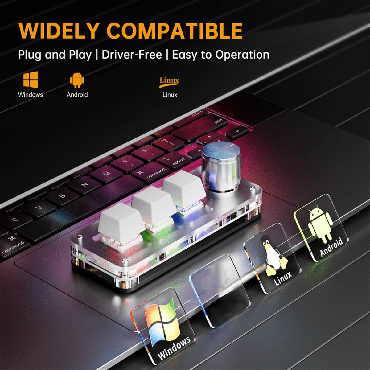 3 Keys 1 Knob 2.4G Macro Keyboard Mini Gaming Custom Programming Wireless Bluetooth Wired Mechanical Keypads