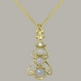 thumbnail image 2 of LBG 10k Gold Genuine Natural Opal & Diamond Womens Bohemian Pendant & Chain Necklace - Chain length 20, 2 of 5