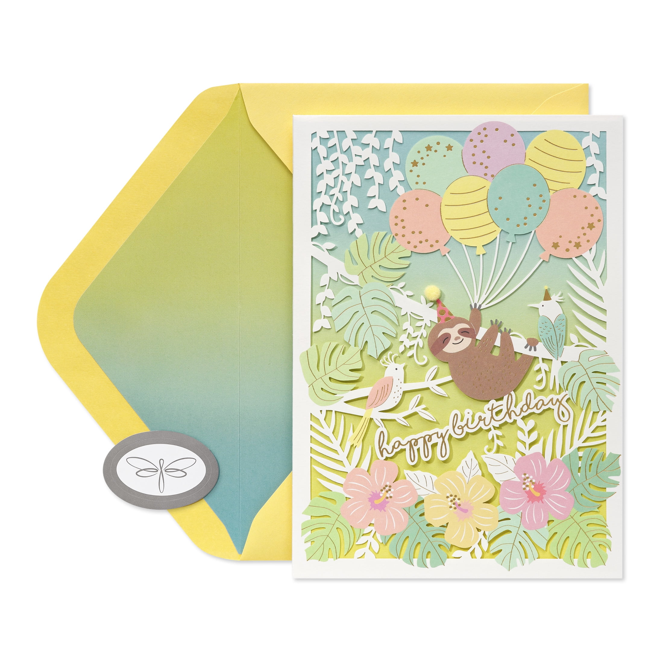 Papersong Premium Birthday Card (Sloth)