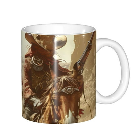 

Zeuib Western Rabbit Cowboy Ceramic Coffee Mug with Large Handle，Modern Reactive Glaze Dishwasher & Microwave Safe – Perfect for Home Office Café Gift-Ready
