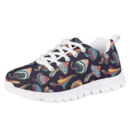 

Suhoaziia Sneakers for Child Boys Girls Comfortable Abstract Hippie Mushroom Print Flats Autumn Breathable Comfortable Lace Up Shoes Size 3