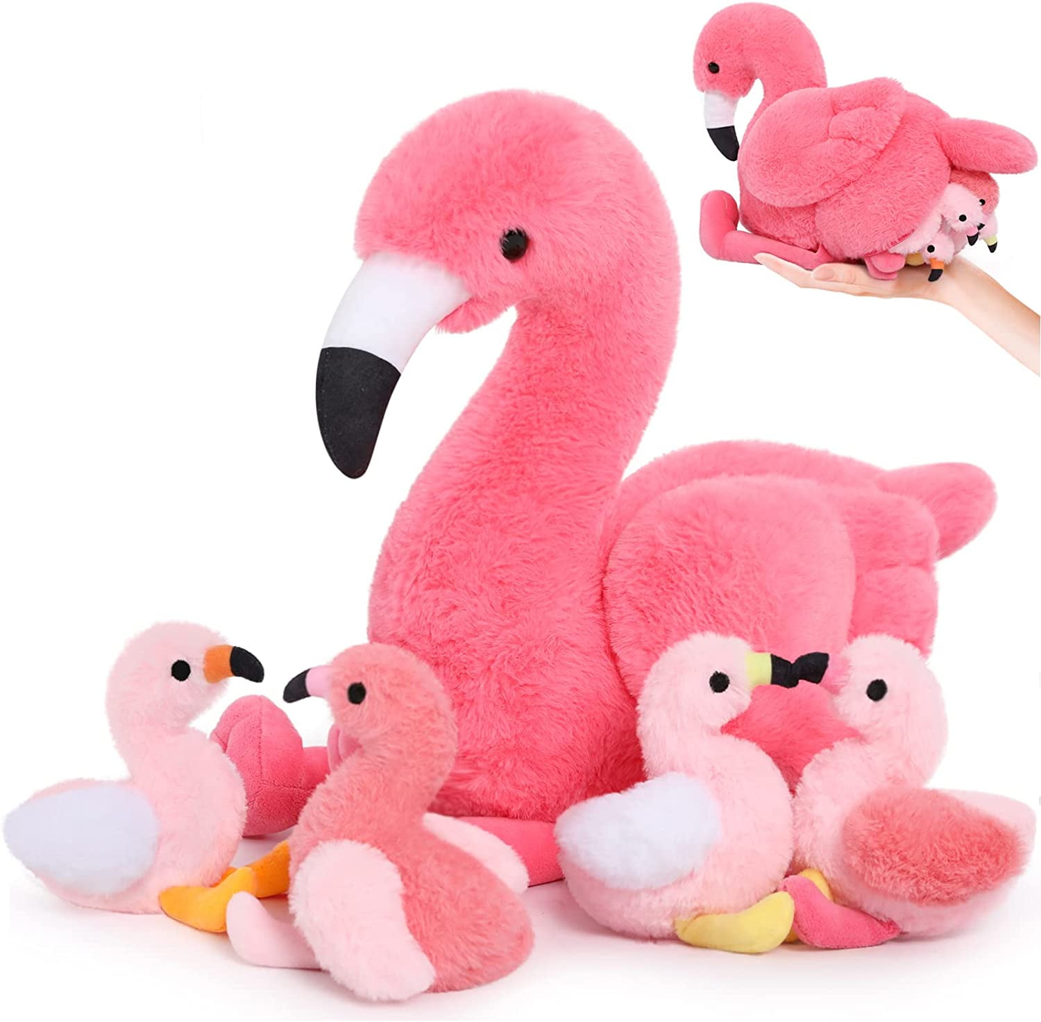 MorisMos 18'' Plush Flamingo Stuffed Animal Mommy Stuffed Flamingo with