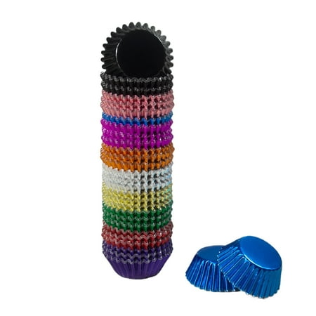 Mombake Foil Cupcake Liners Mini Muffin Baking Cups for Parties(10 Colors, 600-Count)