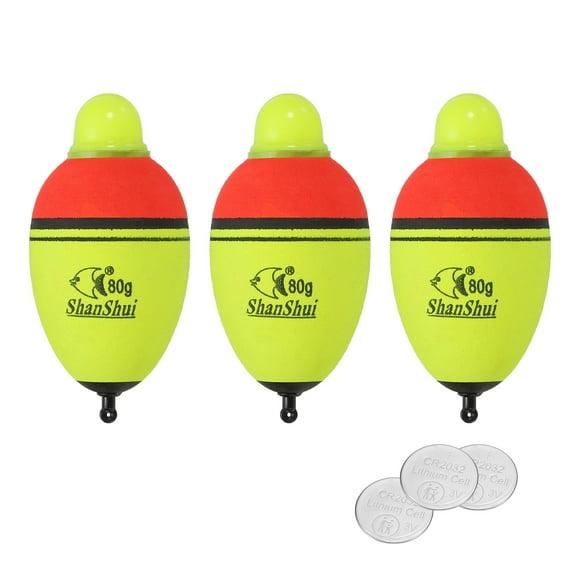 2.8oz Lighted Fishing Slip Bobbers EVA Light Up Fishing Float with Battery, Yellow, 32 Pack