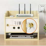 Catekro Wooden WiFi Router Storage Box Wall Shelves Stuff 3 compartments for Bedroom, Living Room