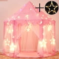 thumbnail image 1 of Tienda de campaña para niños, tienda de campaña con castillo de princesa, casa de juegos interior para niños, casa de juegos grande para niñas con luces LED de colores, 1 of 7