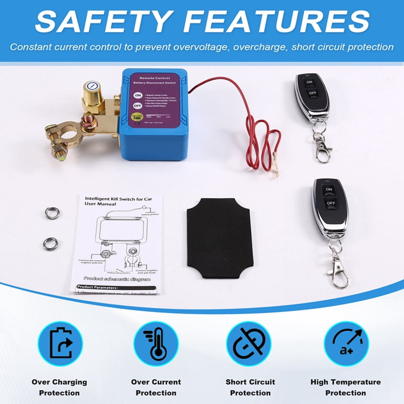 12V/24V 240A Remote Control Battery Disconnect Switch, Automatic Power Off Switch for Car Boat Battery Power-Off Switch