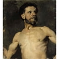 thumbnail image 2 of Albert Edelfelt 15x16 Gold Ornate Wood Frame and Double Matted Museum Art Print Titled - Male Model, Study (1874), 2 of 4