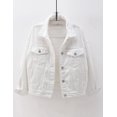 thumbnail image 3 of SURJDE Women's Casual Denim Jacket Solid Color Basic Long Sleeve Jean Jacket Coat, 3 of 6