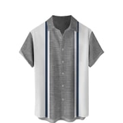 YDDIAN Men's Cuban Guayabera Casual Shirts Button Down Short Sleeve Dress Shirt Summer Beach Mexican Tops Dark Gray L