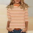 thumbnail image 2 of 3/4 Sleeve T Shirts for Women Mock Neck Womens Blouses Breathable Slim Fit Striped Soft Fabric Womens Summer Tops Casual, 2 of 7
