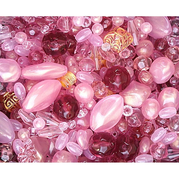 S&S Worldwide Acrylic Element Beads, 1/2 lb, Bag of 1100, Assorted Pink Colors and Shades