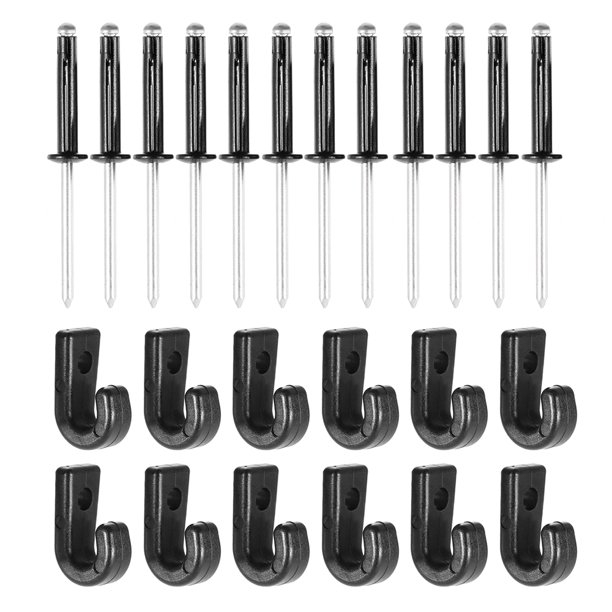 12PCS J Hooks Lashing Hooks Bungee Hooks with 12 Rivets for Kayak Canoe