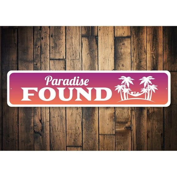Paradise Found Novelty Sign, Metal Wall Decor - 4x18 inches
