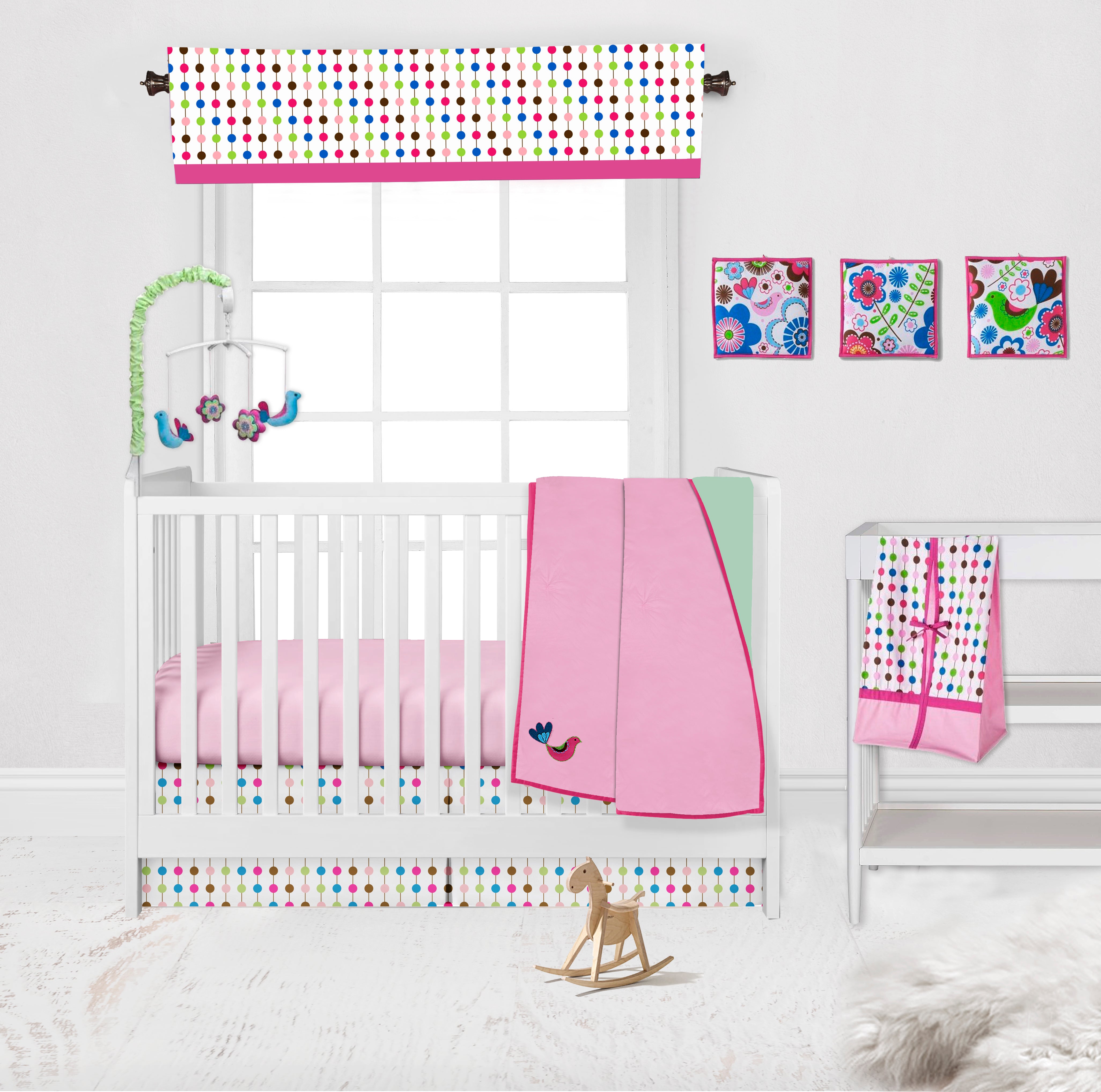 Bacati - Botanical Pink Musical Baby Crib Mobile