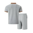 thumbnail image 5 of Mrmaere Men's Crew Neck Shirt and Shorts Set Short Sleeve 2 Piece Half Zip Closure Trendy for Street Daily Gray XXL, 5 of 5