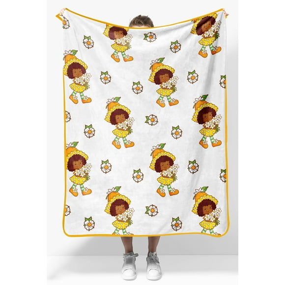 Couverture de Voyage en Peluche à la Fraise et à la Fleur d'Oranger - Mesure 40 x 50 Pouces - Literie Légère et Douce pour Enfants