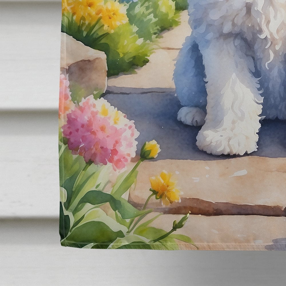 Maltipoo Spring Path House Flag 28 in x 40 in