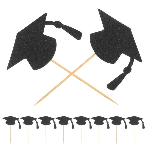 Niceauty Black Graduation Hat Cake Topper Unique Design for Parties 24Pcs