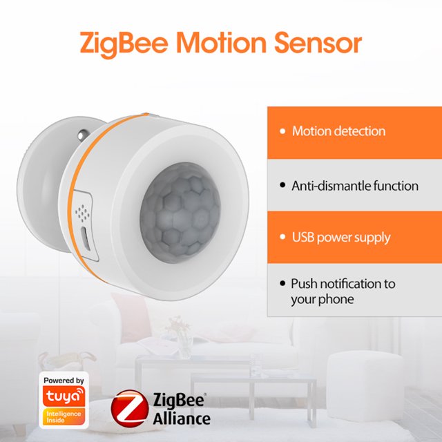 Sensor de movimiento Sensor de movimiento de 2,4 GHz con carga USB Tuya ZigBee Sensor de cuerpo humano para Android IOS JShteea Nuevo