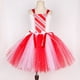 thumbnail image 4 of Vestido de tutú con bastón de caramelo para niña, disfraz de Papá Noel rojo y blanco brillante para fiesta de Navidad de Año Nuevo, 4 of 5