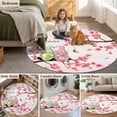 thumbnail image 6 of Round Area Rug 3ft, Easter Gnome Eggs Rabbit Non-Shedding Washable Area Rug, Butterfly Cherry Tree Branch on Pink Non Slip Low-Profile Circle Rugs for Living Room, Bedroom Dining Room, 6 of 9