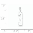 thumbnail image 2 of Sterling Silver Rhodium-plated Small Elongated Polished Number 3 Charm QES03 (20mm x 4mm), 2 of 2