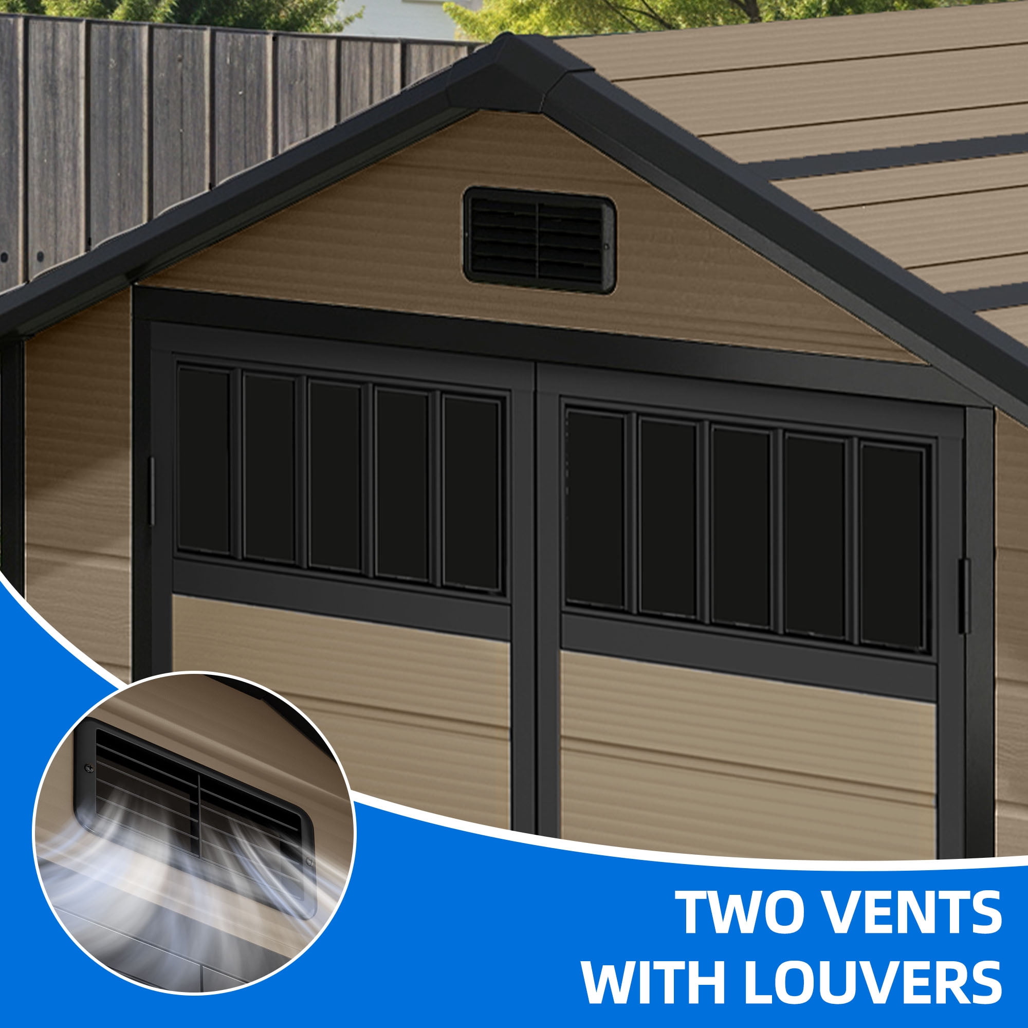 Uforic 6x4.4 FT Outdoor Storage Shed with Floor and Window, Large Storage Shed with Lockable Door, and Vents, Brown