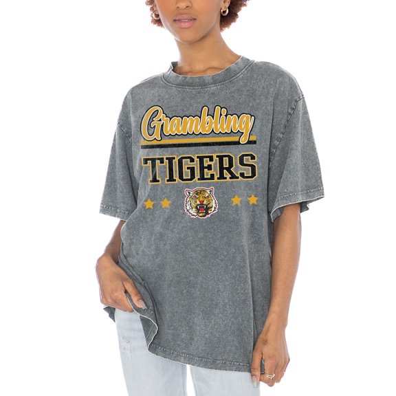 Women's Gameday Couture Gray Grambling Tigers Here To Play Oversized T-Shirt