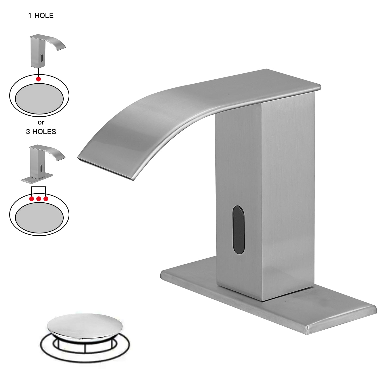 DC Battery Powered Touchless Single Hole Bathroom Faucet Motion Sensor