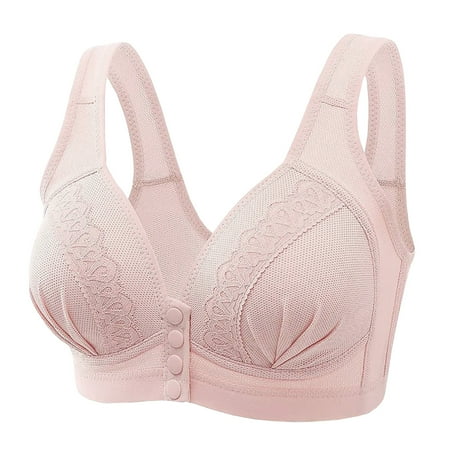 YanQiao Womens Adjustable Bra Non Slip Bras Push Up Wireless Padded Bras Supportive Bra Comfortable Underwear 2XL Pink