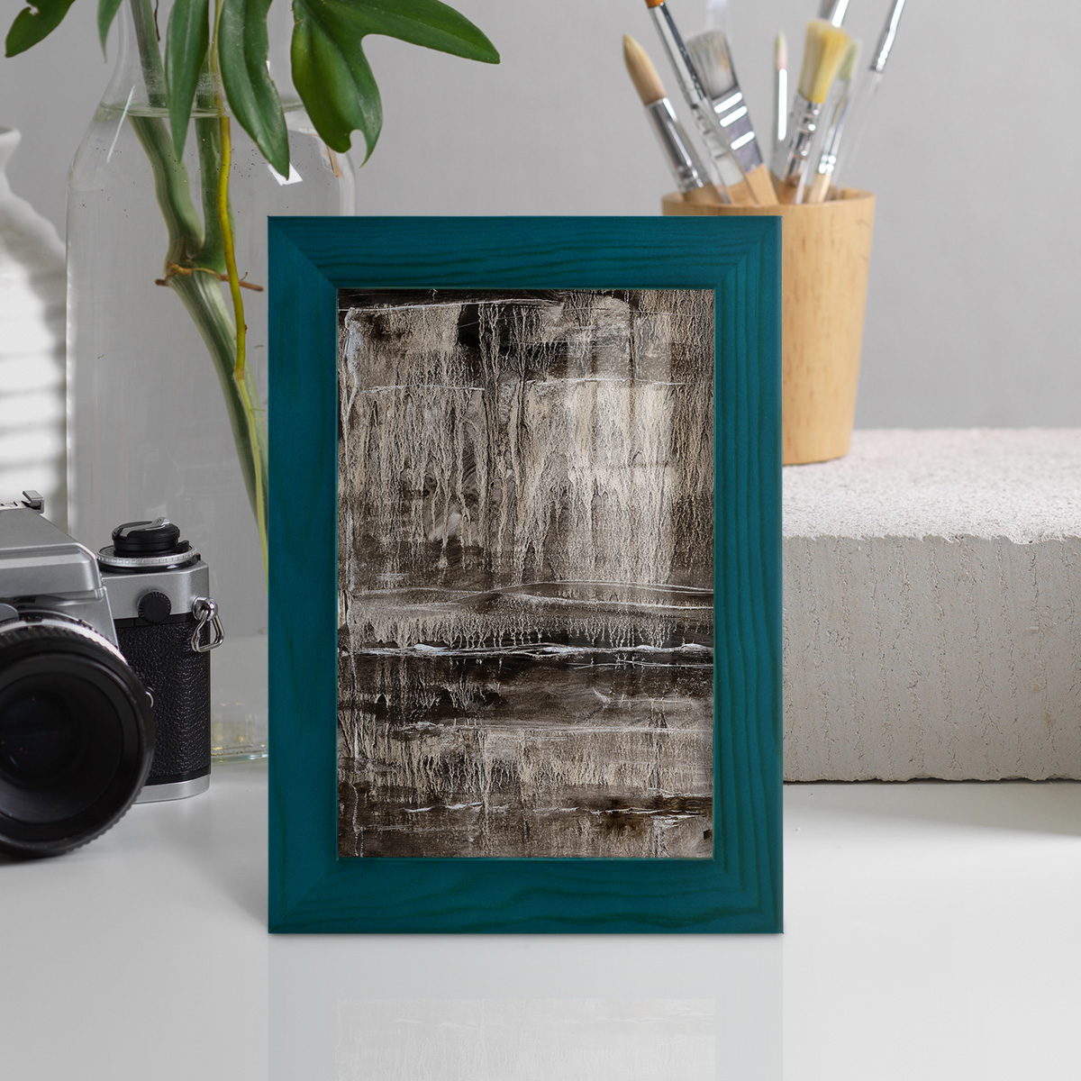 Continuum III -Framed Print w/glass-Ocean Blue