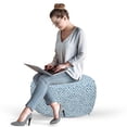 thumbnail image 2 of Greek Key Pouf Cover with Zipper, Tile Mosaic Pattern in Antique Meander and Camo Effect Print, Soft Decorative Fabric Unstuffed Case, 30" W X 17.3" L, Pale Blue White, by Ambesonne, 2 of 5