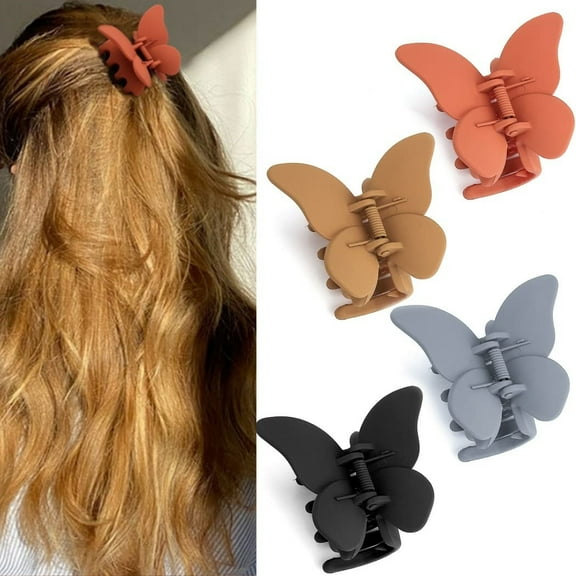 LQQBOX Butterfly Hair Clip, 2.7" Hair Clips for Women Girls, Matte Medium Hair Clips, Butterfly Claw Clips for Thick Thin Hair, Cute Hair Accessories, 4 Count