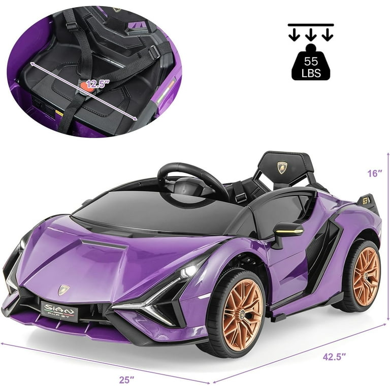 子供車　紫 Olakids Licensed Lamborghini Kids Ride On Car 12V Remote Control