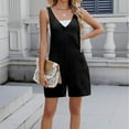 thumbnail image 5 of BLVB Women's Summer V Neck Tank Top Romper Sleeveless Loose Casual Wide Leg Shorts Jumpsuit Overalls with Pockets Clothes, 5 of 7