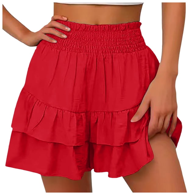 Women's Fashion Solid Color Wide Leg Shorts - Soft Rayon, Suitable for Casual/Sports, Machine Washable