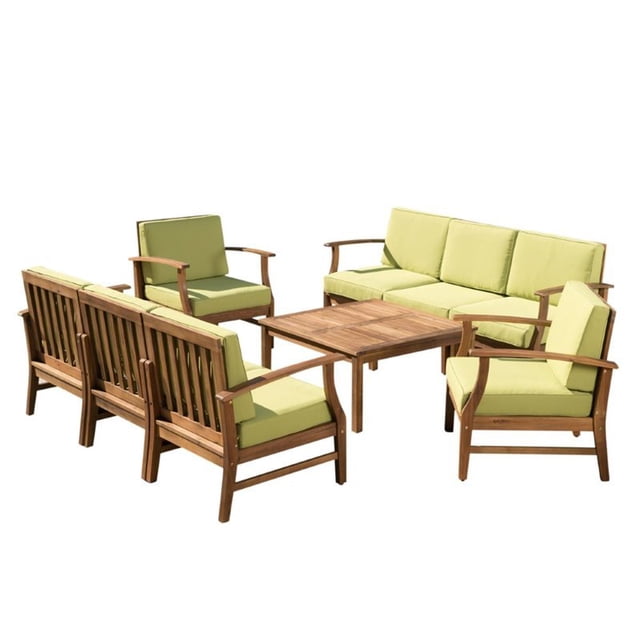 Noble House Perla Ensemble de Canapé d'Extérieur en Bois d'Acacia 9 Pcs Vert