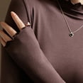 thumbnail image 5 of Gyexs Womens Turtleneck Long Sleeve Shirts Neck Fall Fashion Basic Slim Fit Fall Winter Thermal Underwear Tops Coffee, Size M, 5 of 5