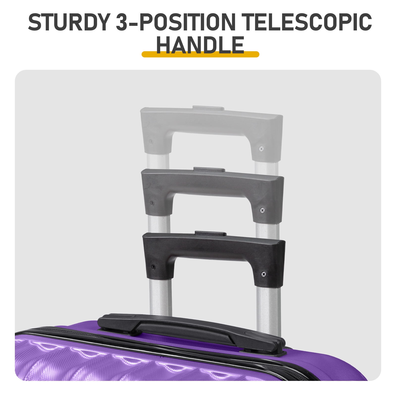 20in 24in 28in 3PCS Suitcase Set Vertical Striped Frosted Case ABS Trolley Case, Purple