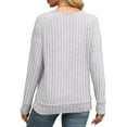 thumbnail image 6 of Lenpel Long Sleeve Shirts for Women Soft Ribbed Knit V Neck Casual Basic Tunic Tops Trendy Fall Blouses, 6 of 6
