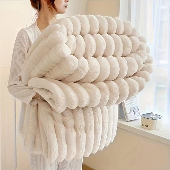 Ultra-Soft Striped Flannel Blanket, Available In Twin Sizes, 40In*60In. Featuring A Classic Multicolor Stripe Design. Perfect For Beds, Couches, Travel, Camping, And Home Decor, White