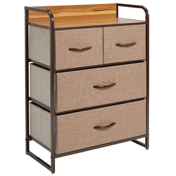 Mdesign Wide Dresser Storage Chest 4 Fabric Drawers Walmart Com Walmart Com