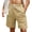 Khaki, variant on Mens Casual Shorts Summer Elastic Waist Wide Straight Leg Loose Knee Length Beach Shorts with Pockets