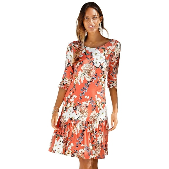 LASCANA Women's Floral Drop Waist Dress Strap