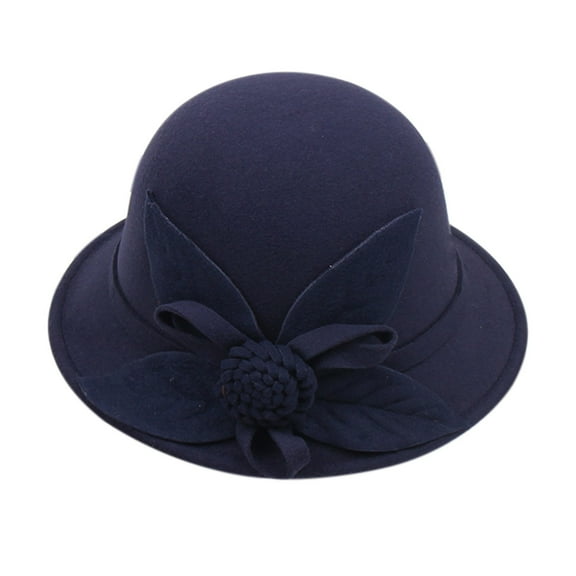 Hemlock Christmas Hat, Women's Autumn and Winter Flowers Round Top Casual Fisherman's Basin Cap Small Bowler Hat, Blue