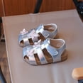 thumbnail image 2 of KPOPLK Kids Sandals Girls Summer Outdoor Non-slip Athletic Sandals Closed Toe Adjustable Sandal Lightweight Shoes for Toddler/Little Kid(Silver,13.5), 2 of 8