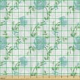 thumbnail image 2 of Ambesonne Floral Fabric by the Yard Upholstery, Vintage Curvy Rose Branches, 5 Yards, Seafoam Jade Green, 2 of 5