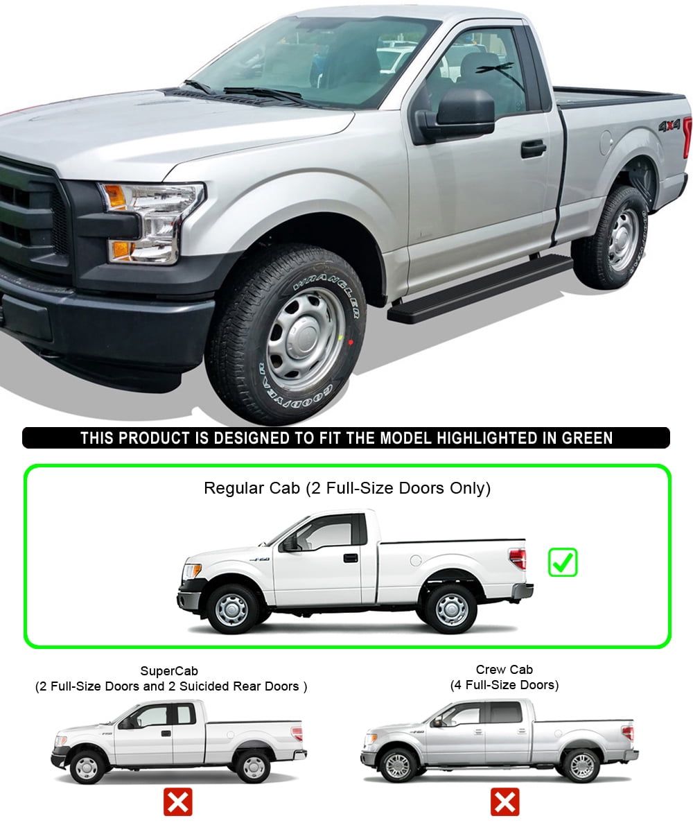APS Running Boards 6 inches Matte Black Compatible with Ford F150 2009-2014 Regular Cab Stainless Steel (Nerf Bars Side Steps Side Bars)