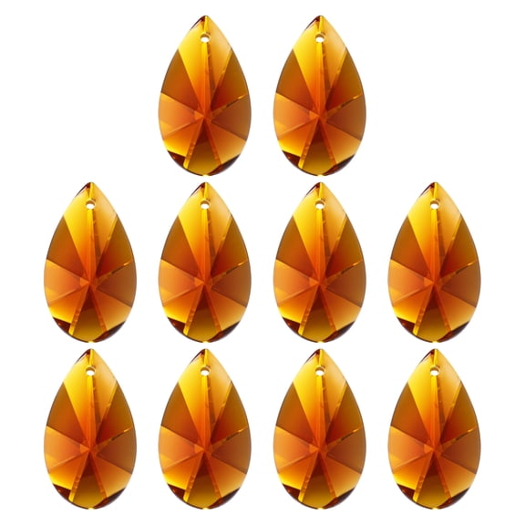 Uxcell K9 Crystal Pendants Teardrop Beads, 10 Pack 38mm Chandelier Prisms Parts Hanging Beads DIY Lamp for Arts Crafts Decor, Amber